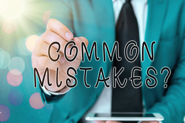 Word writing text Common Mistakes Question. Business photo showcasing repeat act or judgement...