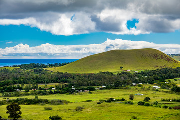 Small volcano crater in Rapa Nui island