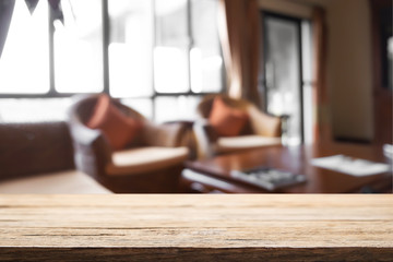 Empty desk platform over reception room background. For product display montage.