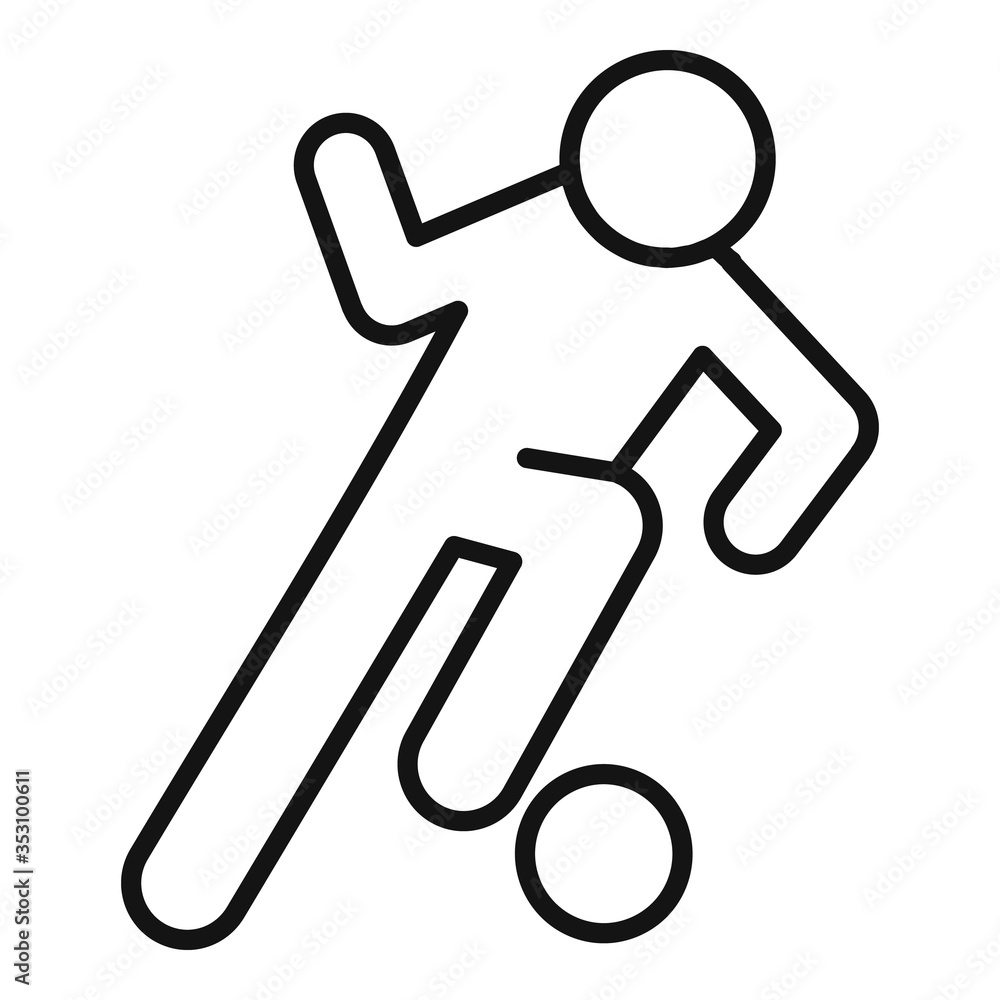 Poster soccer player dribbling icon. outline soccer player dribbling vector icon for web design isolated on