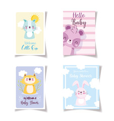 baby shower little animals celebration cards, welcome invitation template