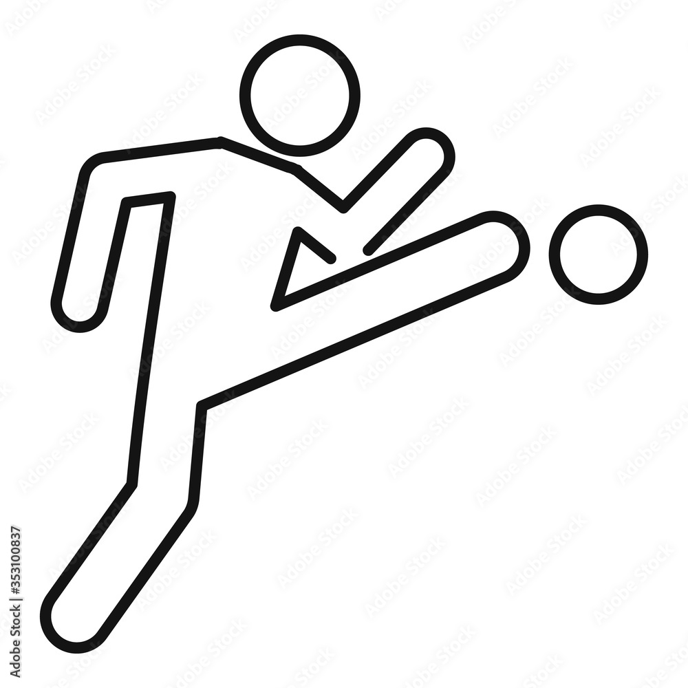 Poster soccer player kick icon. outline soccer player kick vector icon for web design isolated on white bac