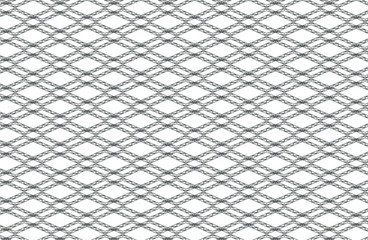 Fototapeta premium Connected black zig-zag repeating outline pattern creates diamond shapes against a white background, vector illustration