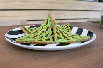 Hot green tea waffle