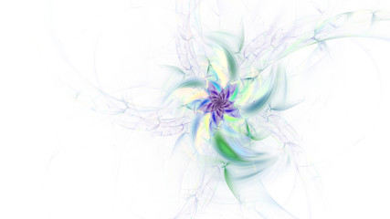 Abstract colorful fantastic green flower. Digital fractal art. 3d rendering.