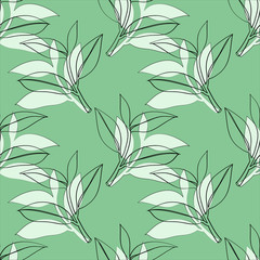 Seamless pattern Tree laurel .Image on a white and colored background.