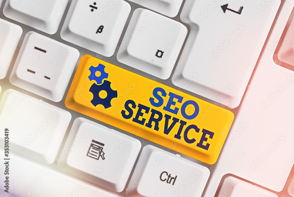 Poster conceptual hand writing showing seo service. concept meaning techniques and procedures to increase t