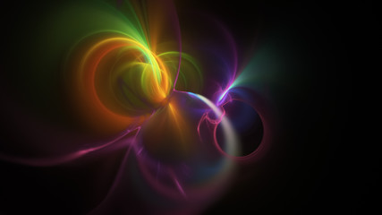 Abstract colorful rainbow glowing shapes. Fantasy light background. Digital fractal art. 3d rendering.