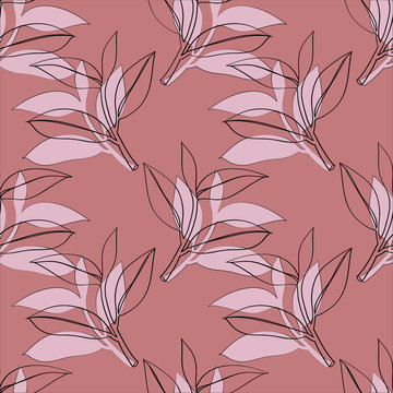 Seamless pattern Tree laurel .Image on a white and colored background.