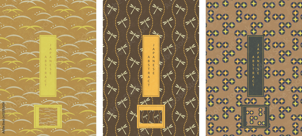 Wall mural oriental japanese style abstract seamless pattern background design geometry wave move round cross a