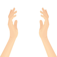 Hand palms vector illustration. Protect and care concept metaphor graphic. Part of set. 