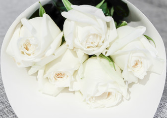 Bouquet of fresh white roses