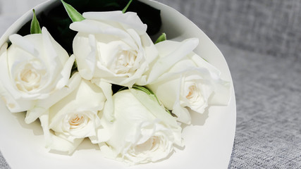 Bouquet of fresh white roses