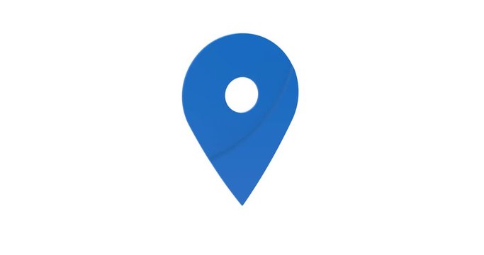 Pin geo location. Pin symbol on white background. 4K resolution.