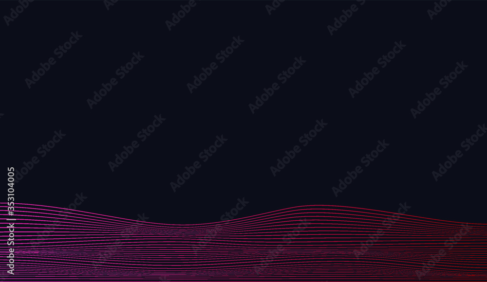 Poster abstract rippled or white lines pattern with wavy vibrant facture on dark background and texture. ve