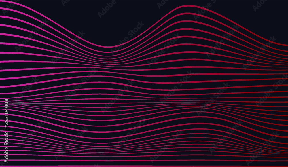Aufkleber abstract rippled or white lines pattern with wavy vibrant facture on dark background and texture. ve