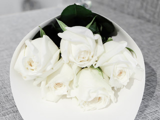 Bouquet of fresh white roses