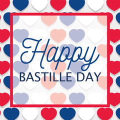 france hearts background of happy bastille day vector design