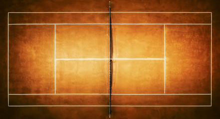 Tennis Clay Court. View from the bird's flight.