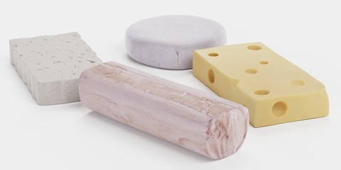 Realistic 3d Render of Cheese Set