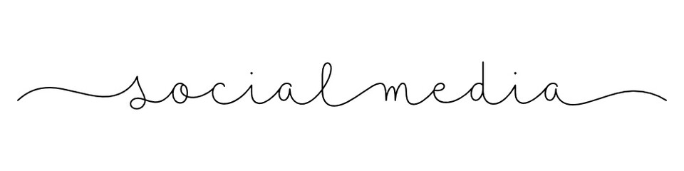 SOCIAL MEDIA black vector monoline calligraphy banner with swashes