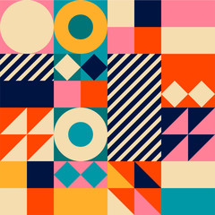 Vector illustration geometry minimalistic background poster with simple shape and figure. Seamless pattern. © oxygen_8