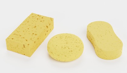 Realistic 3D Render of Sponges