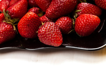 Isolated of close up fresh tasty strawberries. Summer time concept