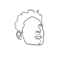 Continuous line portrait man. Minimal silhouette male face. Modern sketch portrait. Outline symbol. Symbol, sign. Vector drawing illustration.