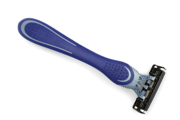 Obraz premium Shaving razor isolated on white background. top view