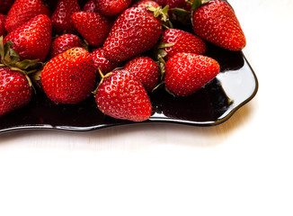 Isolated of close up fresh tasty strawberries. Summer time concept