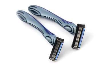 Shaving razors on the side, isolated on a white background