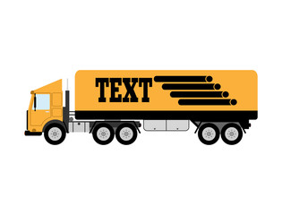 Yellow truck with a semi-trailer. Space for text. Isolated vector illustration.