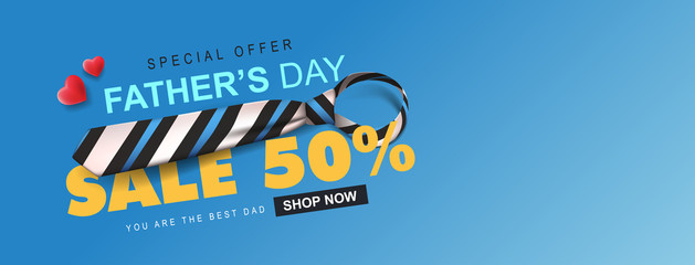 Promotion Father's Day Sale banner design. Vector illustration.