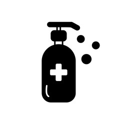 Antibacterial hand sanitizer, disinfection gel black flat icon, outline vector sign, pictogram isolated on white. Symbol, logo illustration Coronavirus bacteria covid-19 concept