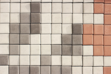 Colored paving slabs - abstract background, texture, exhibition stand
