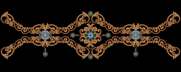 Decorated with elegant and luxurious patterns. Rococo, Baroque style, retro elements, invitation cards, textiles, wrapping paper and fabric design.