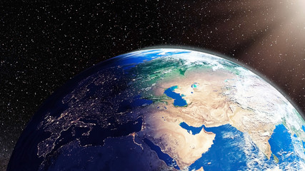Fototapeta na wymiar Earth viewed from space - 3D rendering illustration