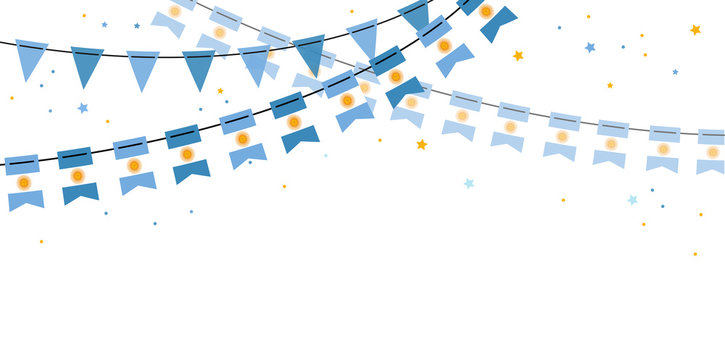 Argentina flags bunting on white backgrounds. banner for independence or revolution day - Powered by Adobe