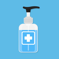 Obraz premium Antiseptic bottle flat vector icon