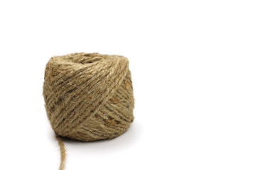 Skein, tangle of jute twine isolated on a white background