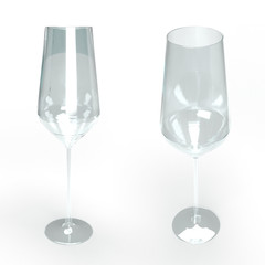 Realistic 3d Empty Wine Glass Set on a white background.