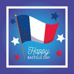 Obraz na płótnie Canvas france flag with stars inside frame of happy bastille day vector design
