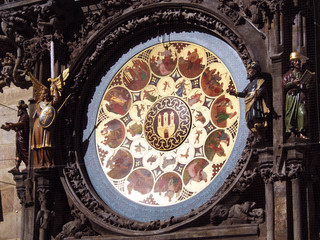 Decorative painting of the Prague astronomical clock.