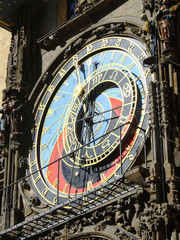 Antique astronomical clock in Prague. Vintage dial.