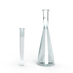 Test tubes in science laboratory on a white background.