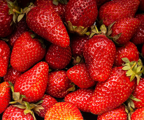 Close-up of fresh tasty strawberries. Ripe strawberry background