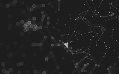 Abstract background. Molecules technology with polygonal shapes, connecting dots and lines. Connection structure. Big data visualization.