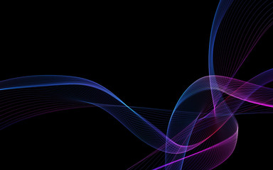 Dark abstract background with a glowing abstract waves