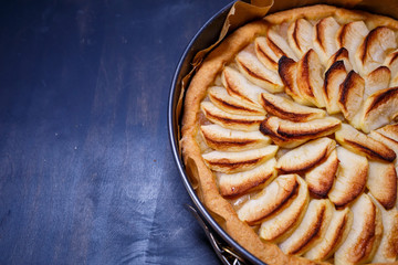 Homemade cinnamon pastry, sweet freshly baked apple tart, traditional French apple pie from the...